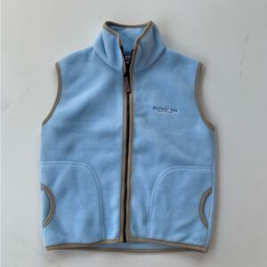 Patagonia Argentina Fleece Vest Women Sz 14 Blue Full Zip Stand Up Neck Pockets